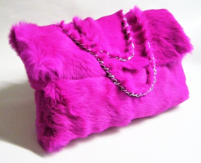 Borsa con maniglie in pelliccia di coniglio, Borse